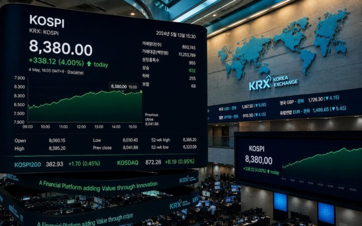 South Korea’s KOSPI Hits Record High After Adding $220 Billion in Market Value