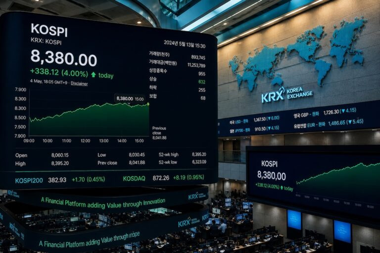 South Korea’s KOSPI Hits Record High After Adding $220 Billion in Market Value