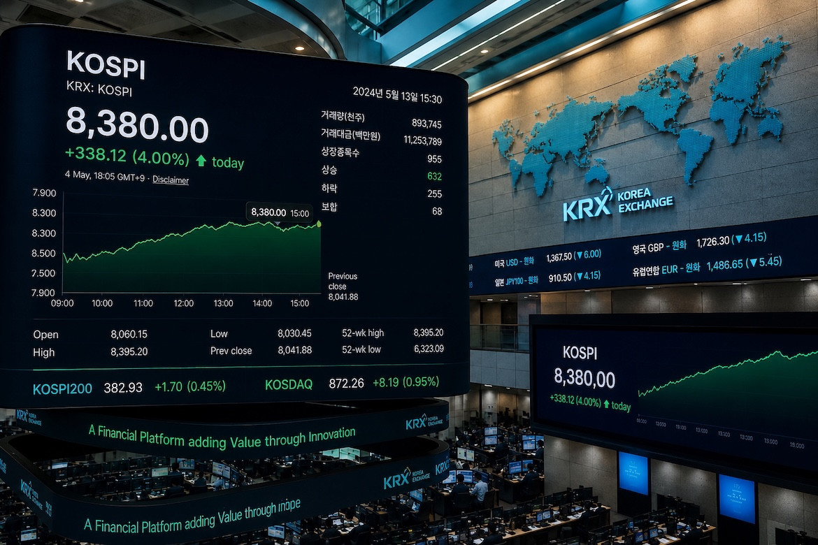 South Korea’s KOSPI Hits Record High After Adding $220 Billion in Market Value