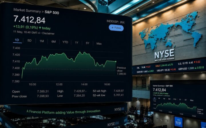 S&P 500 Hits Record 7,420 as AI and Tech Rally Powers U.S. Stocks
